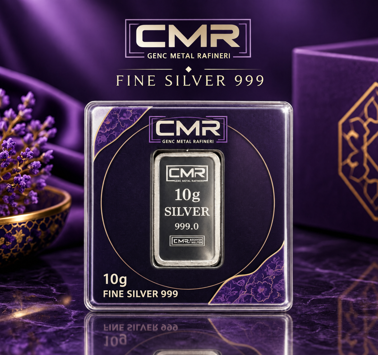 شمش نقره ۱۰ گرمی برند cmr